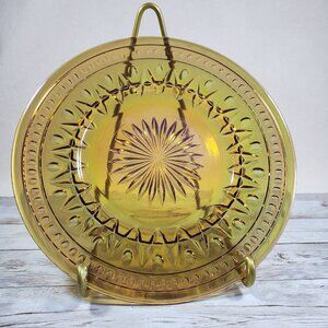 Indiana Glass Colony Park Lane Yellow Iridescent 8.5 Inch Lunch Plates Set of 2
